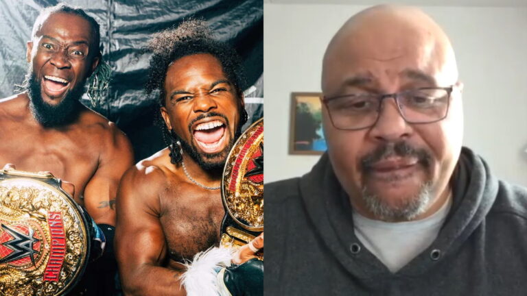 Former WWE stars Kofi Kingston and Xavier Woods of the New Day with D'Lo Brown