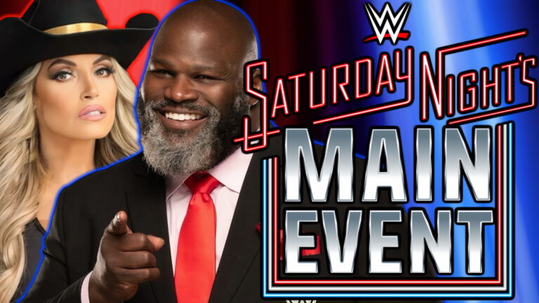WWE Saturday Night's Main Event logo with Trish Stratus and Mark Henry