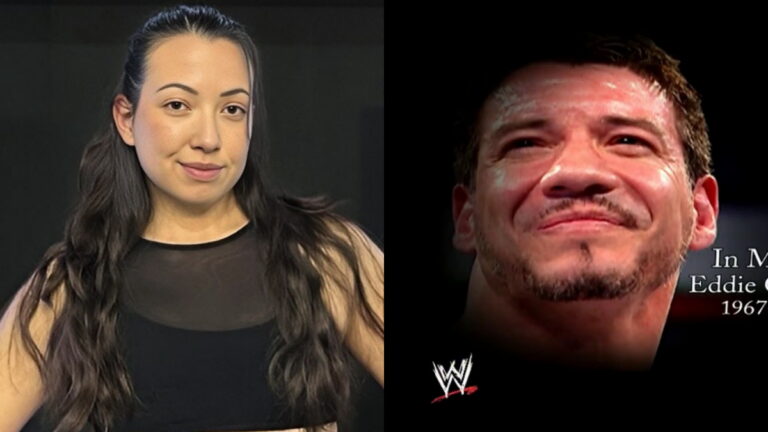 Sherilyn Guerrero, the daughter of WWE Hall of Famer Eddie Guerrero, and the graphic for Eddie's passing