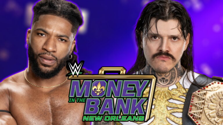 WWE Money In The Bank logo with Dominik Mysterio and Trick Williams