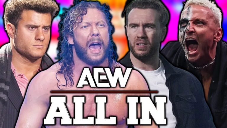 AEW All In London logo, Kenny Omega, MJF, Will Ospreay and Darby Allin