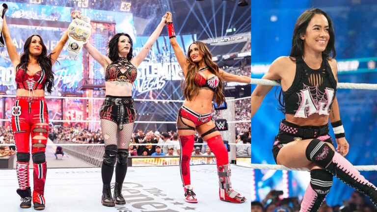 WWE stars Paige, the Bella Twins and AJ Lee