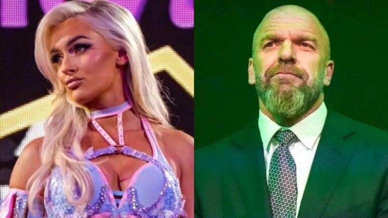 WWE star Blake Monroe next to Triple H