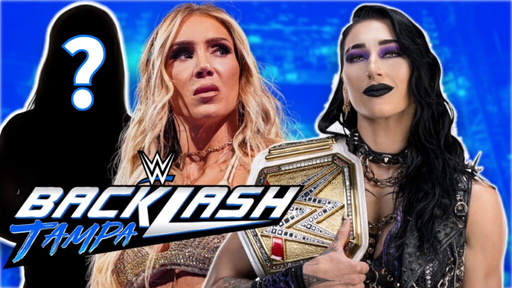 WWE Backlash 2026 logo with Charlotte Flair and Rhea Ripley