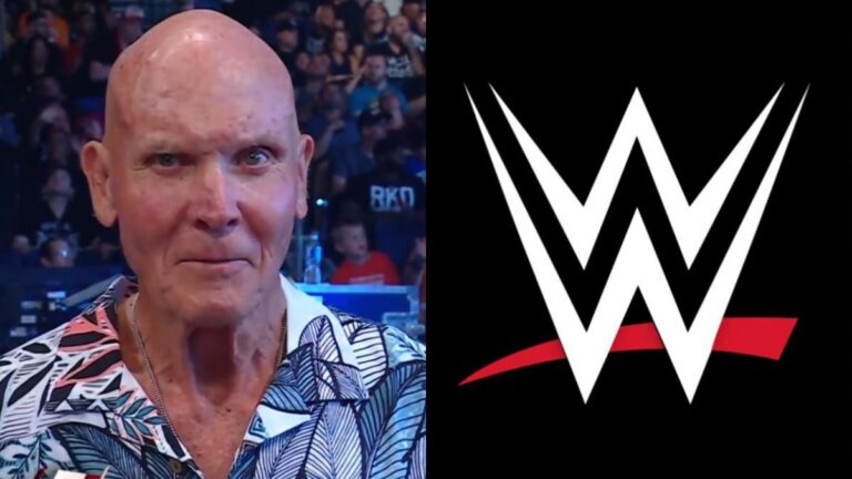 Dan Spivey next to the WWE logo