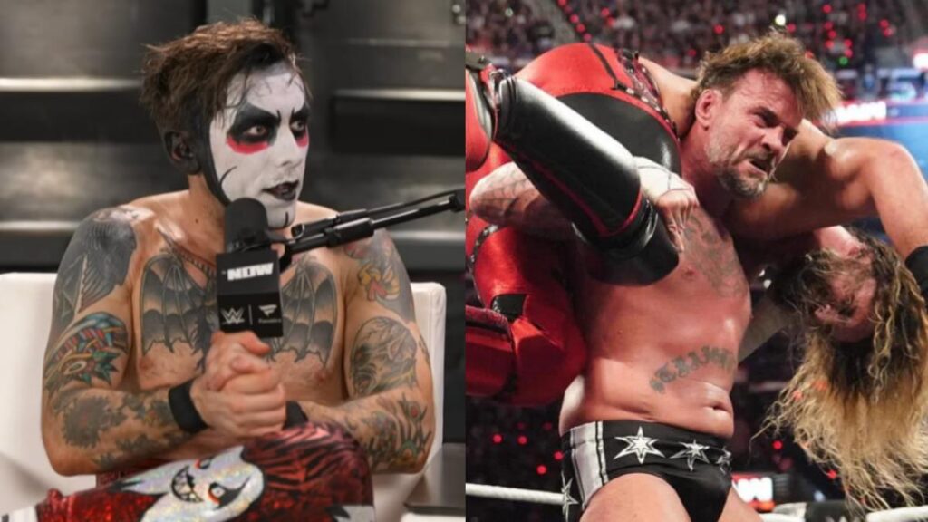 WWE's Danhausen, next to CM Punk hitting the GTS