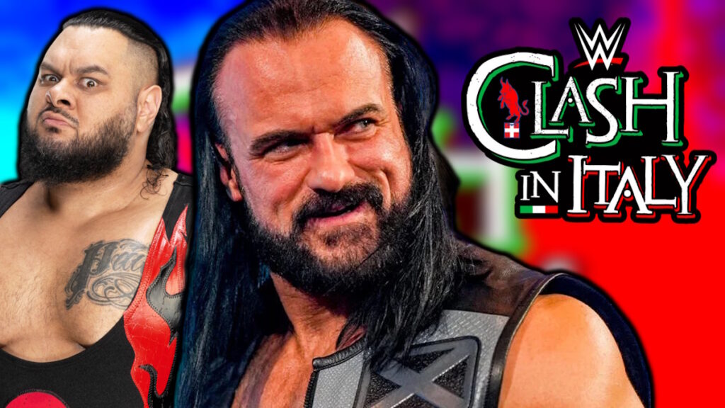 WWE Clash in Italy logo, Drew McIntyre and Bronson Reed