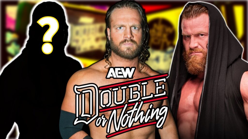 AEW Double or Nothing 2026 logo with Hangman Adam Page and Buddy Matthews