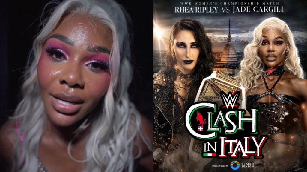 WWE Clash in Italy 2026 poster with Rhea Ripley and Jade Cargill