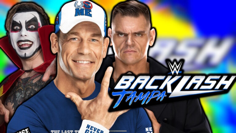 WWE Backlash logo, John Cena, Danhausen and GUNTHER