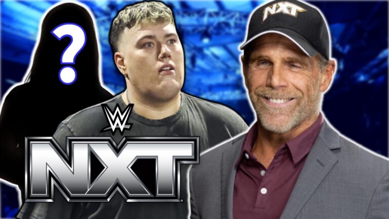 WWE NXT logo with Mason Rook and Shawn Michaels
