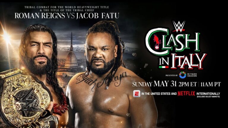 WWE Clash in Italy poster for Roman Reigns vs. Jacob Fatu
