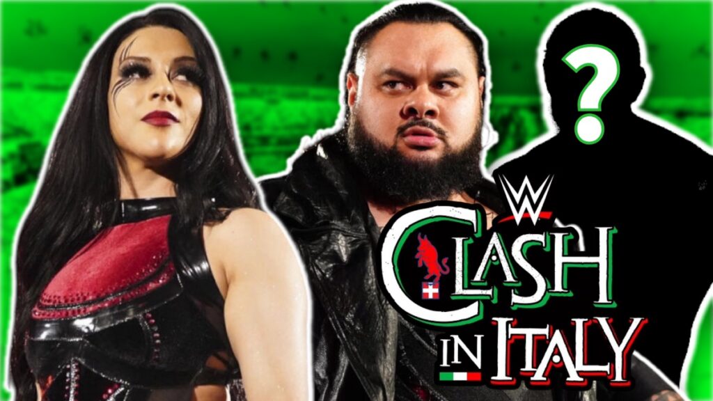 WWE Clash in Italy logo with Bronson Reed and Stephanie Vaquer