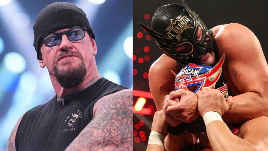 WWE Hall of Famer The Undertaker next to the El Grande Americanos