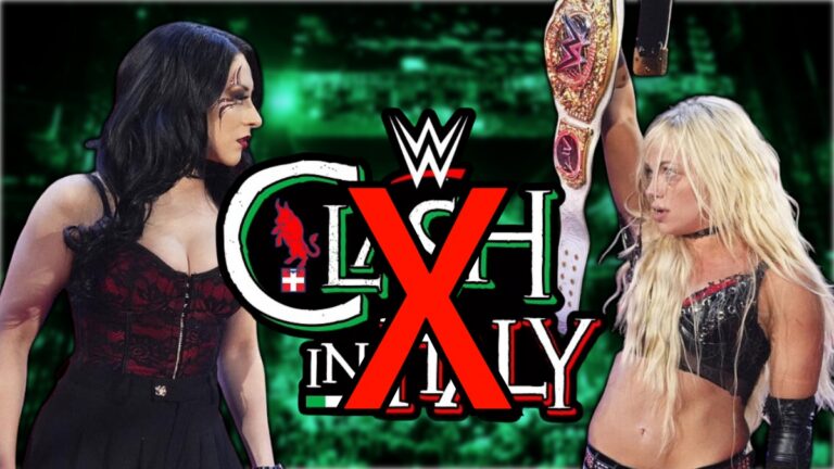 WWE Clash in Italy logo with LIV MORGAN and Stephanie Vaquer
