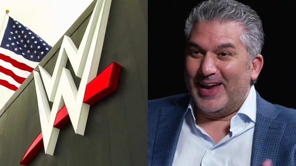 WWE logo and Nick Khan