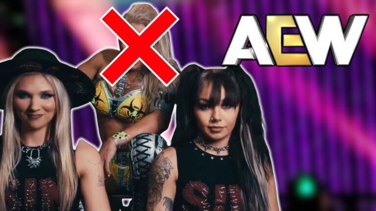 AEW logo with Thekla, Skye Blue and Julia Hart