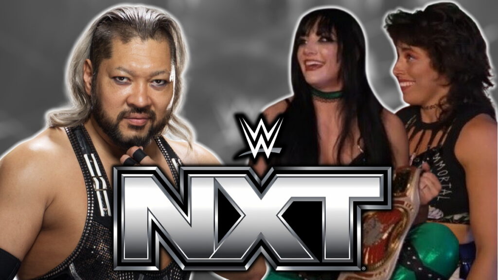 WWE NXT logo with Naraku, Tatum Paxley and Lizzy Rain