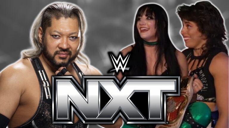 WWE NXT logo with Naraku, Tatum Paxley and Lizzy Rain