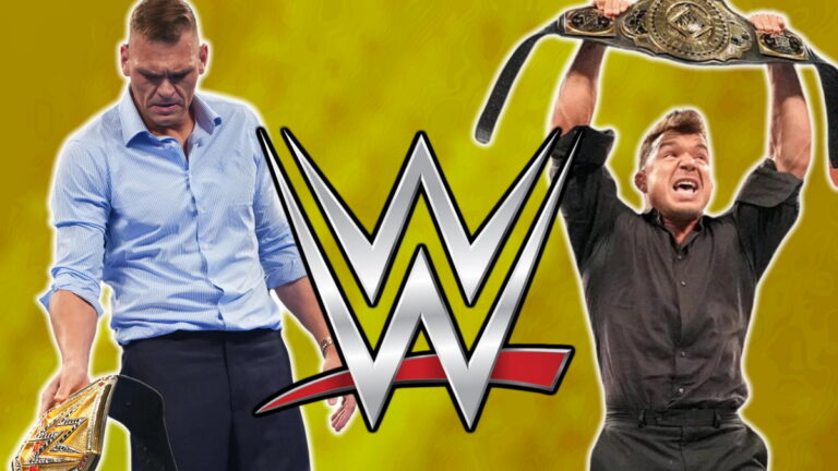 WWE logo, GUNTHER and Chad Gable