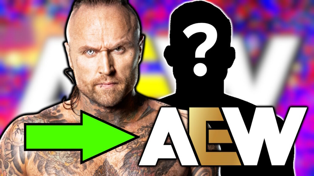 Aleister Black and AEW logo