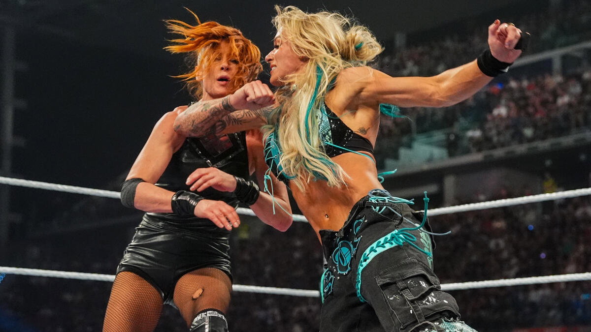 Becky Lynch and Sol Ruca at WWE Clash in Italy