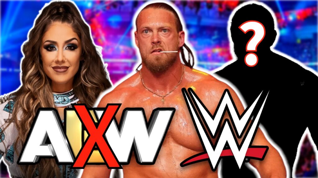 AEW and WWE logos with Britt Baker and Big Bill