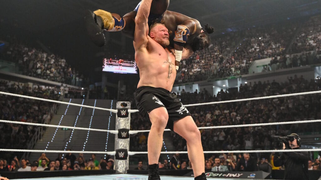 Brock Lesnar and Oba Femi at WWE Clash In Italy