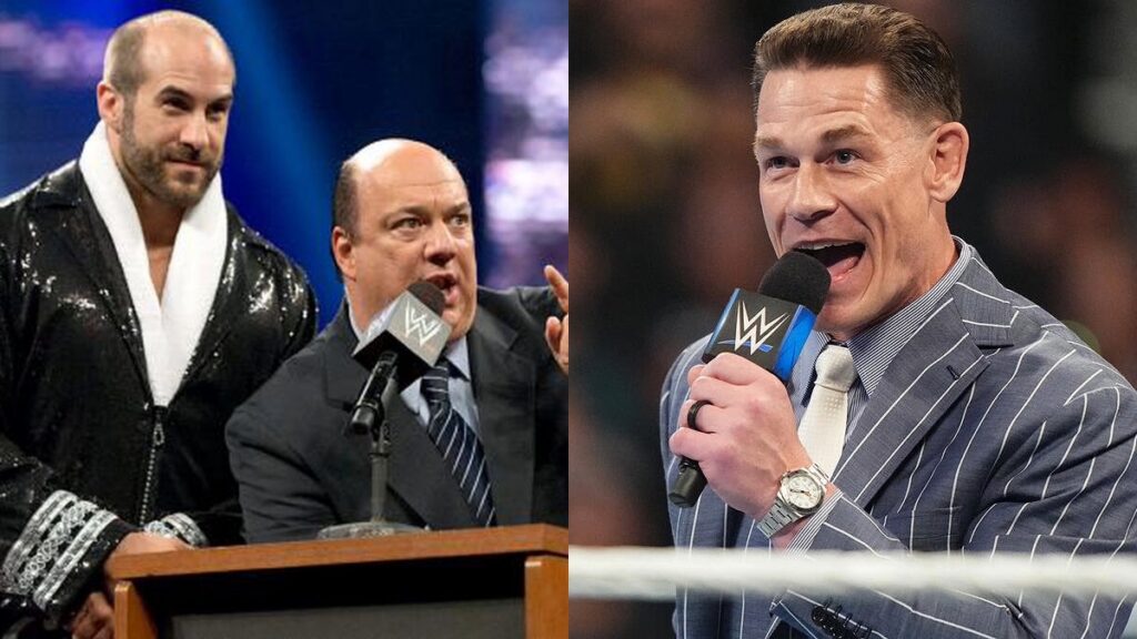 Former WWE star Cesaro with Paul Heyman and John Cena