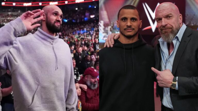 Boston Celtics' Derrick White with Joe Mazzulla and WWE's Triple H
