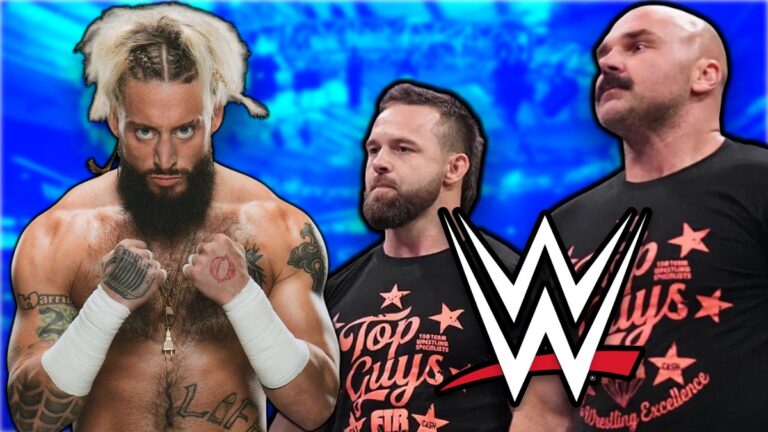 WWE logo with FTR and Enzo Amore