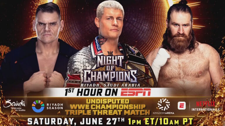 WWE Night of Champions graphic for Cody Rhodes vs GUNTHER vs Sami Zayn