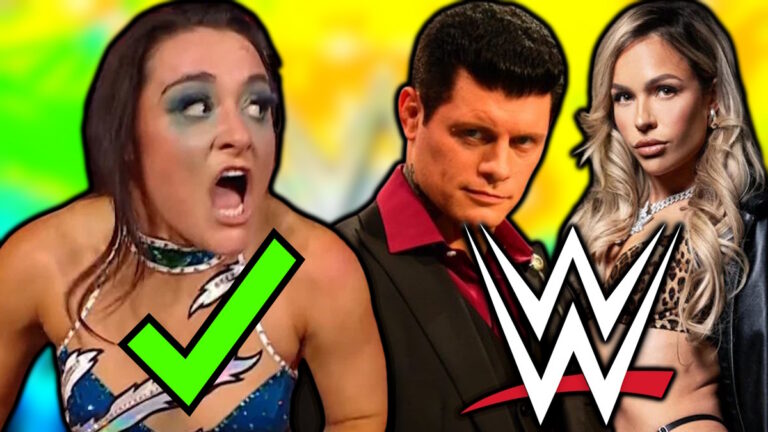 WWE logo, Lyra Valkyria, Cody Rhodes and Maxxine Dupri