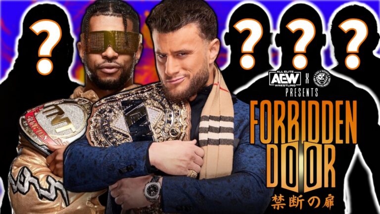 AEW Forbidden Door logo with MJF and Kevin Knight