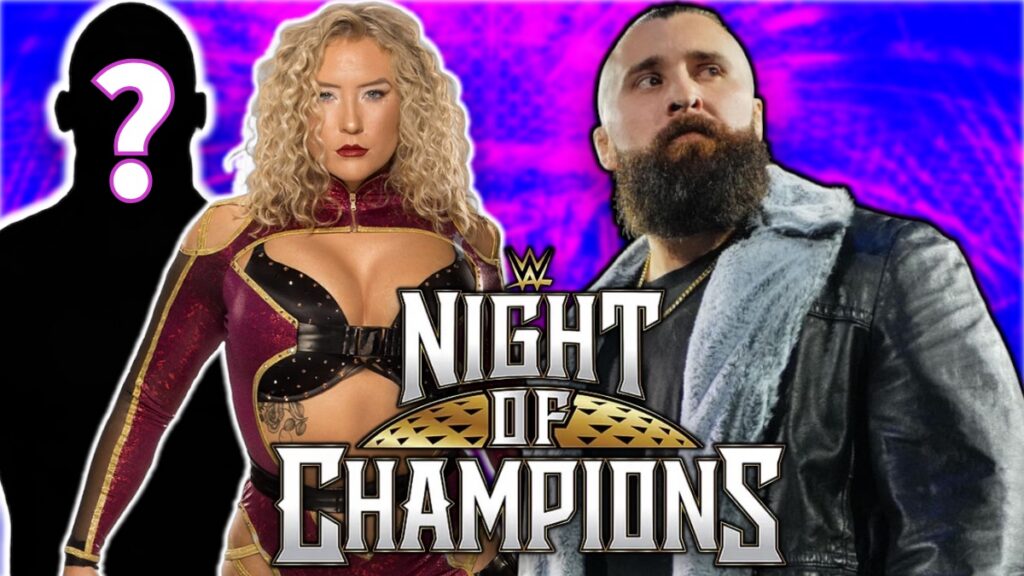WWE Night of Champions logo with Nikkita Lyons and Tony D'Angelo