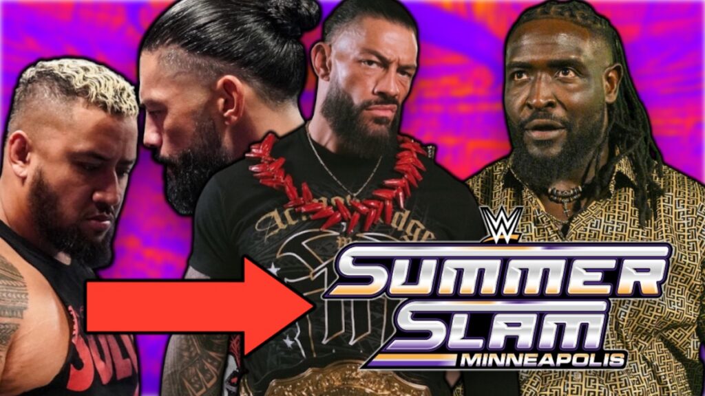 WWE SummerSlam 2026 logo with Roman Reigns, Solo Sikoa and Oba Femi