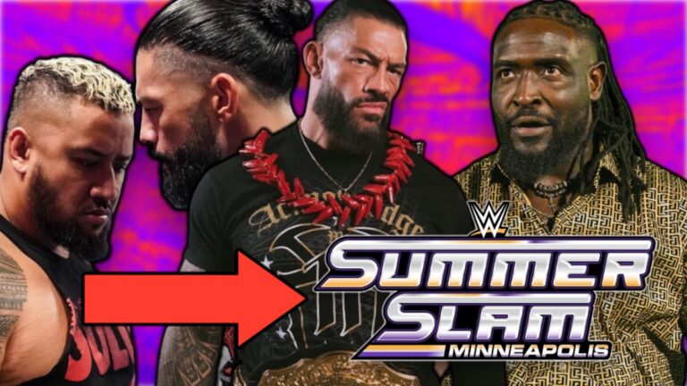 WWE SummerSlam 2026 logo with Roman Reigns, Solo Sikoa and Oba Femi