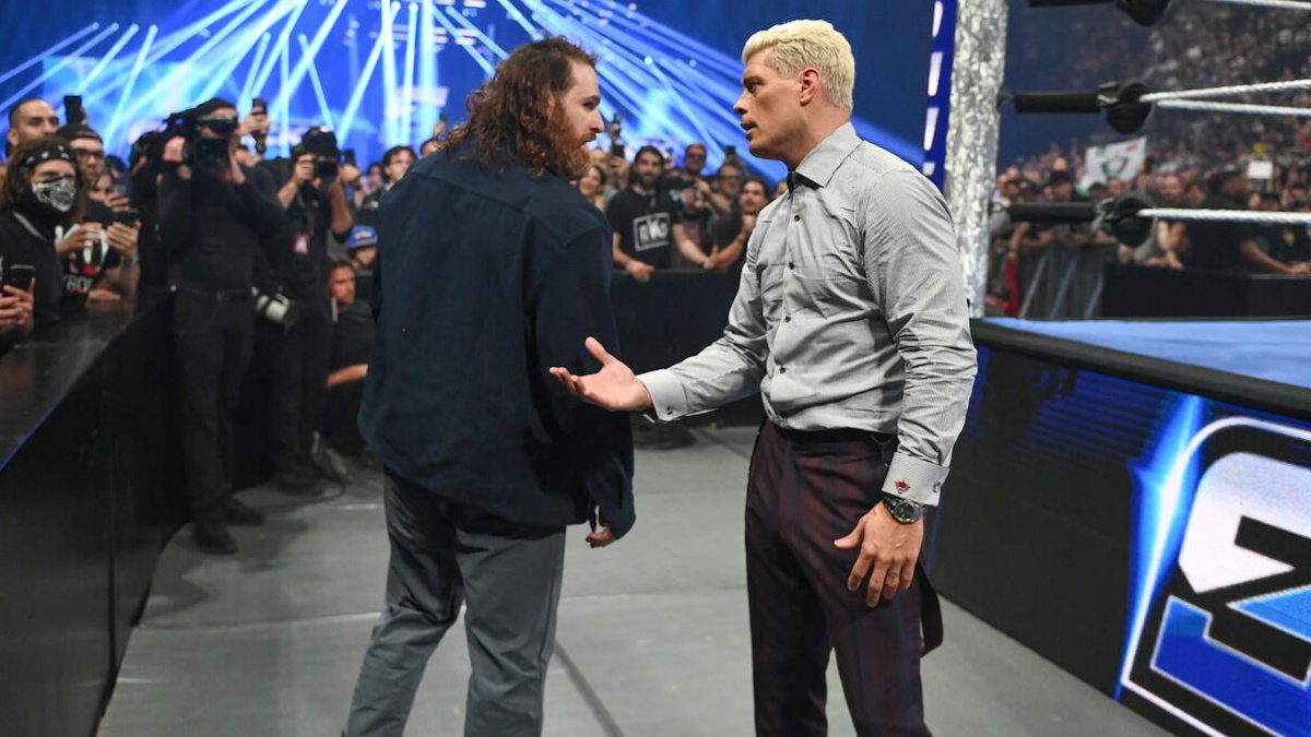 Sami Zayn refusing to shake Cody Rhodes' hand on WWE SmackDown