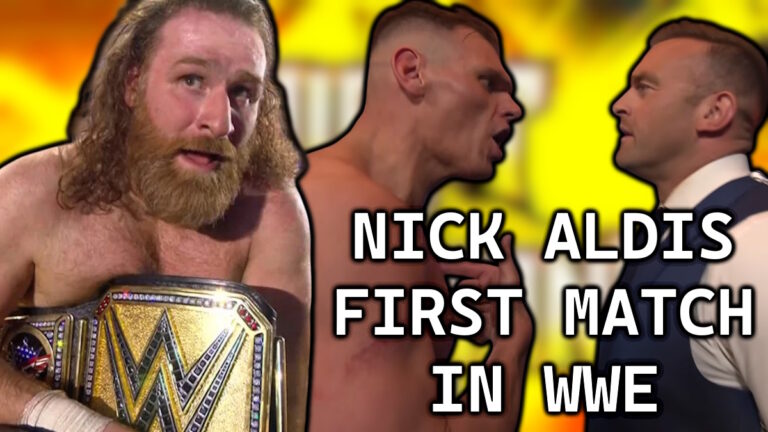 WWE Champion Sami Zayn, GUNTHER and Nick Aldis with Night of Champions logo