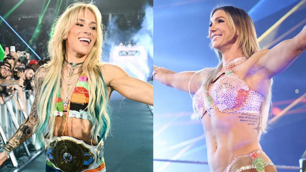 WWE Women's Intercontinental Champion Sol Ruca next to Charlotte Flair