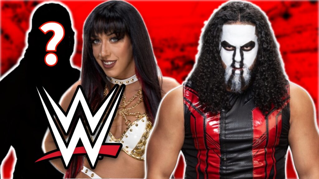 WWE logo with Talla Tonga and Jacy Jayne