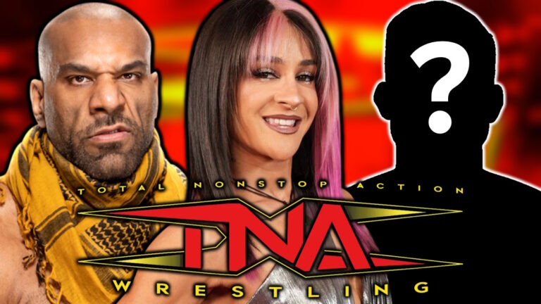 TNA logo and former WWE champions Jinder Mahal and Dakota Kai