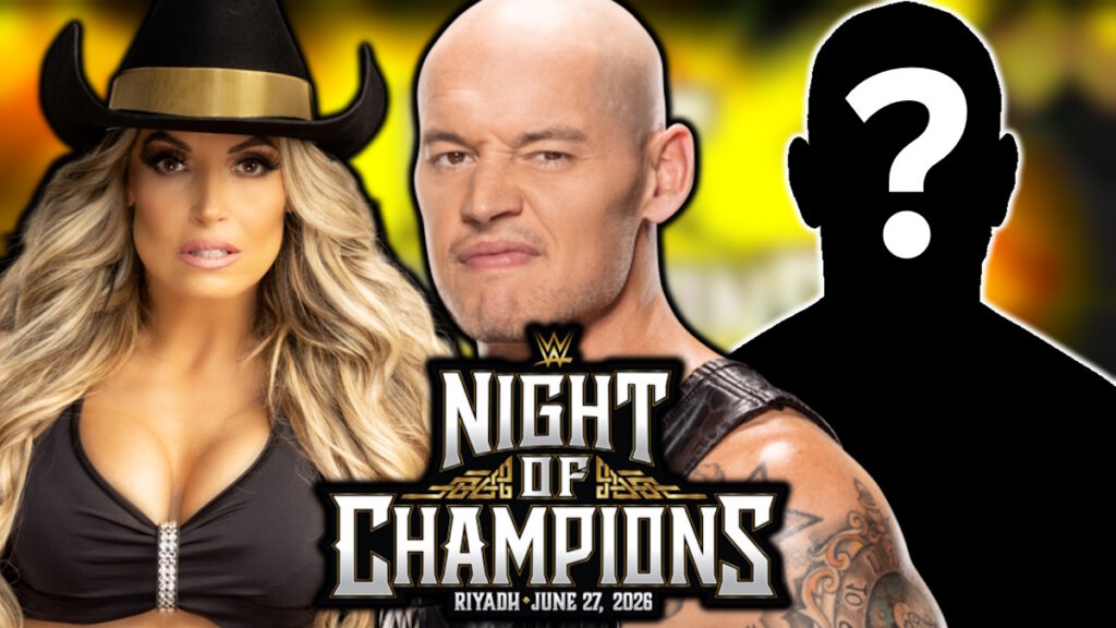 WWE Night of Champions logo, Baron Corbin and Trish Stratus