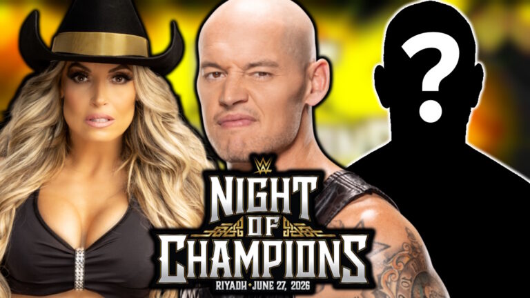 WWE Night of Champions logo, Baron Corbin and Trish Stratus