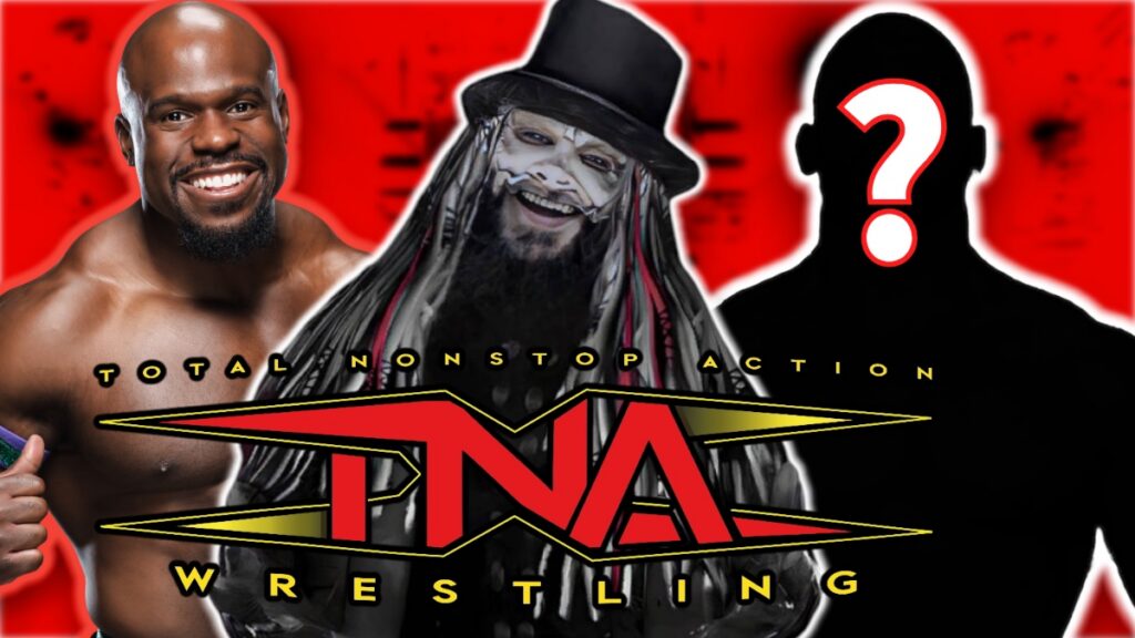 TNA Wrestling logo with Apollo Crews & Uncle Howdy (Bo Dallas)
