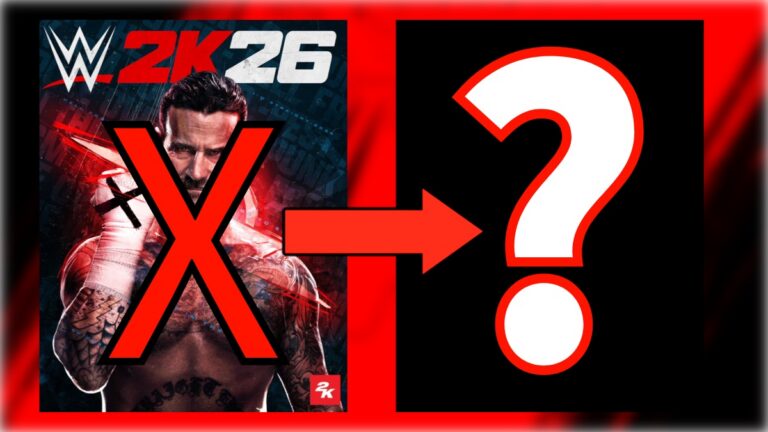 WWE 2K26 cover with CM Punk crossed out