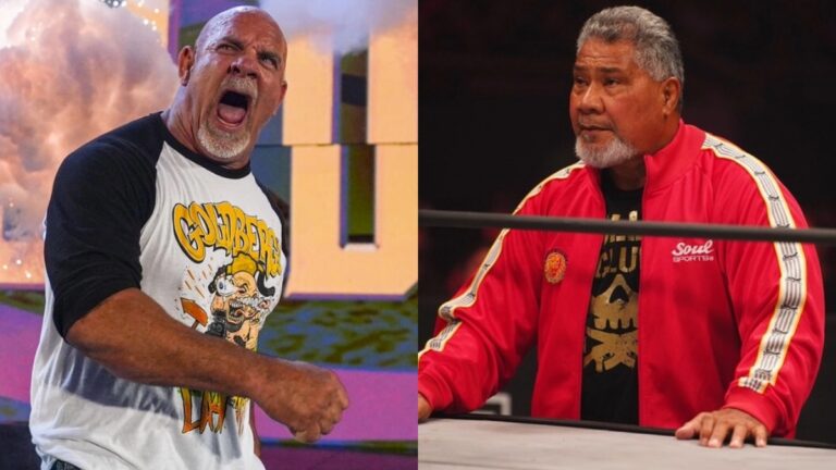 Goldberg next to Haku in WWE