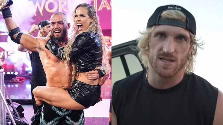 WWE's Austin Theory, Maxxine Dupri and Logan Paul