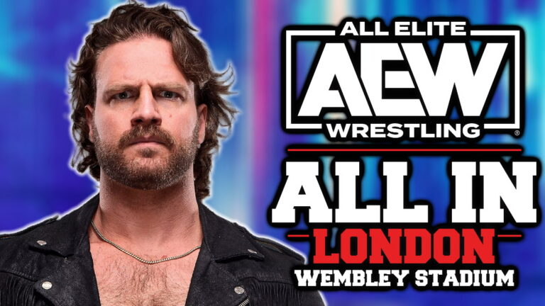 AEW All In London logo with 'Hangman' Adam Page