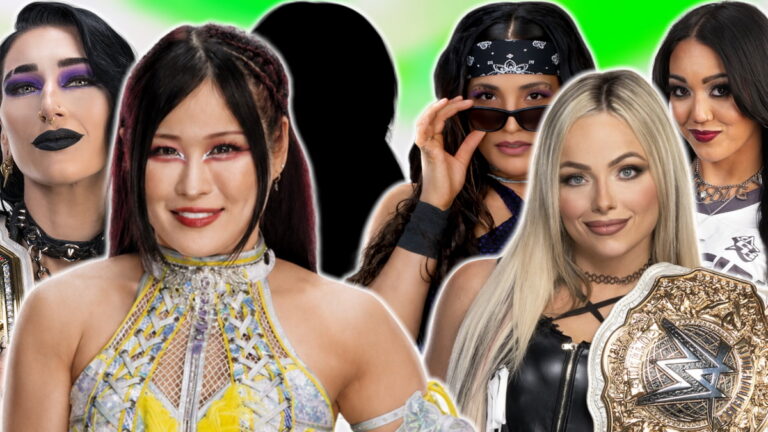 WWE's IYO SKY, Rhea Ripley, Liv Morgan, Roxanne Perez and Raquel Rodriguez